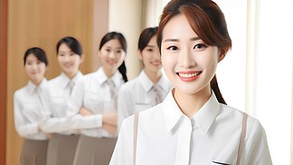 多人酒店服务人员群像摄影图片